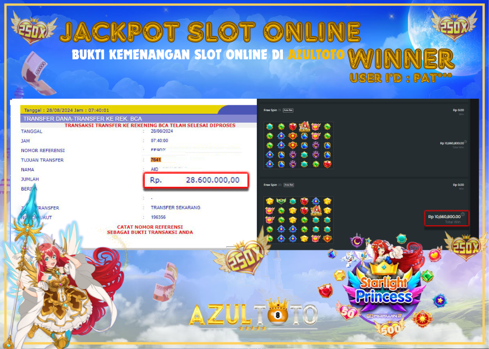 JACKPOT SLOT STARLIGHT PRINCESS RP.28.600.000,00,- LUNAS DI AZULTOTO!