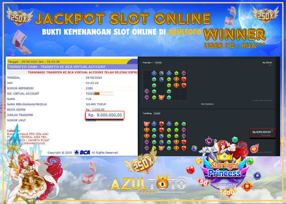 JACKPOT SLOT STARLIGHT PRINCESS RP.9.000.000,- LUNAS DI AZULTOTO!