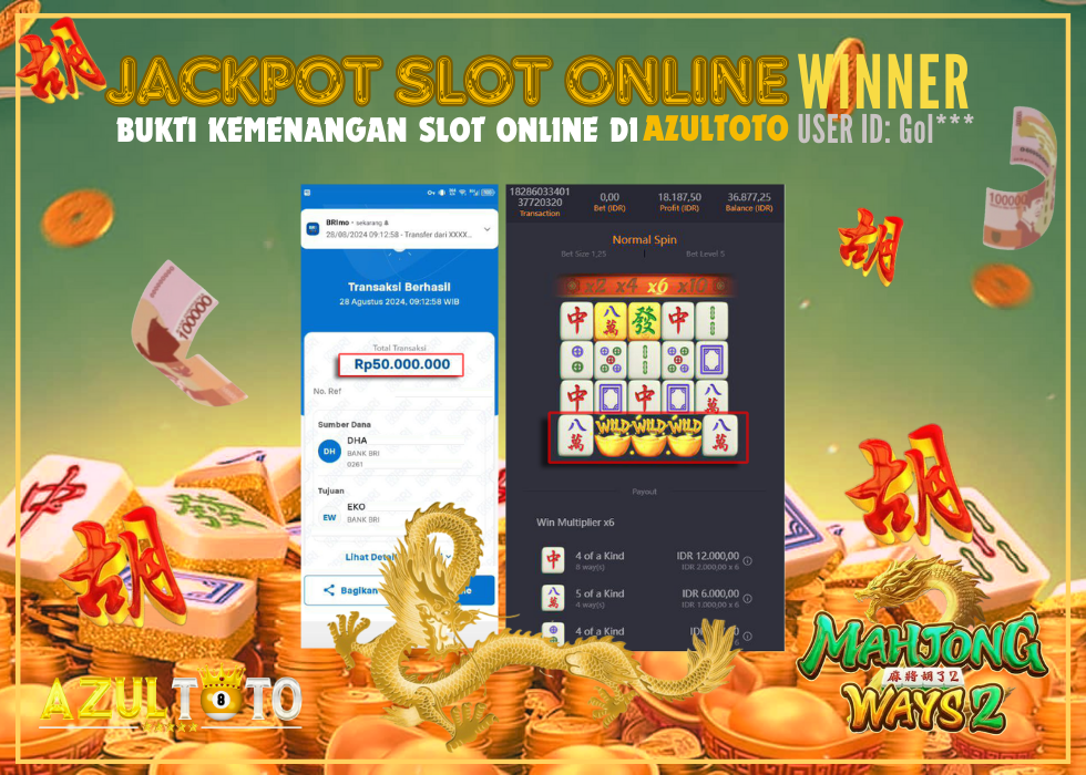 JACKPOT SLOT MAHJONG WAYS 2 RP.50.000.000,- LUNAS DI AZULTOTO!
