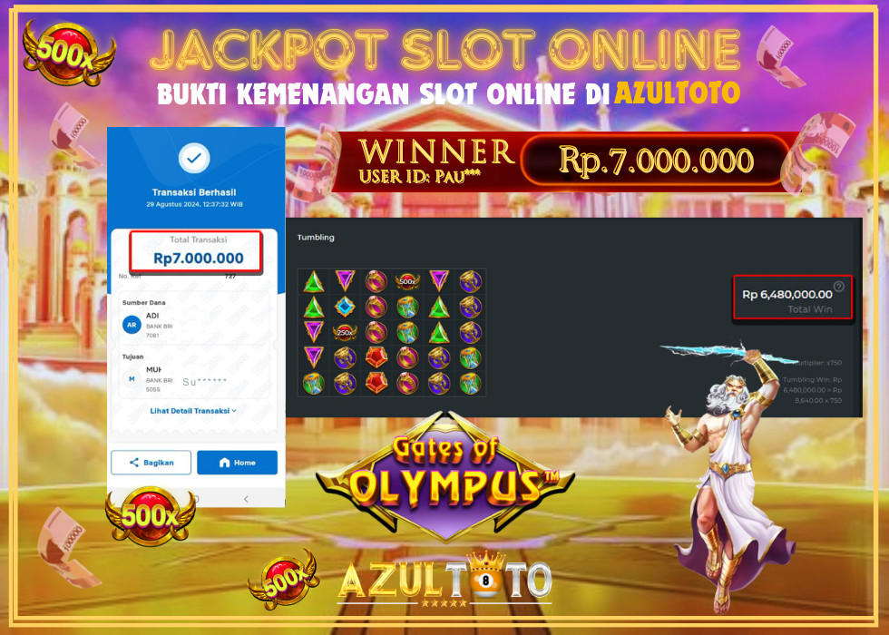 JACKPOT SLOT PRAGMATIC PLAY RP.7.000.000,- LUNAS DI AZULTOTO!