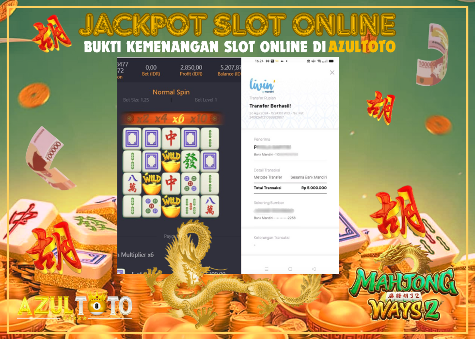 AZULTOTO JACKPOT SLOT MAHJONG WAYS Rp.5.000.000.,- LUNAS
