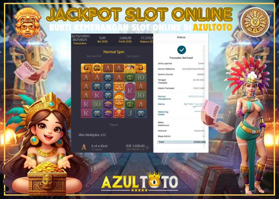 AZULTOTO JACKPOT SLOT TREASURES OF AZTEC Rp.13.000.000.,- LUNAS
