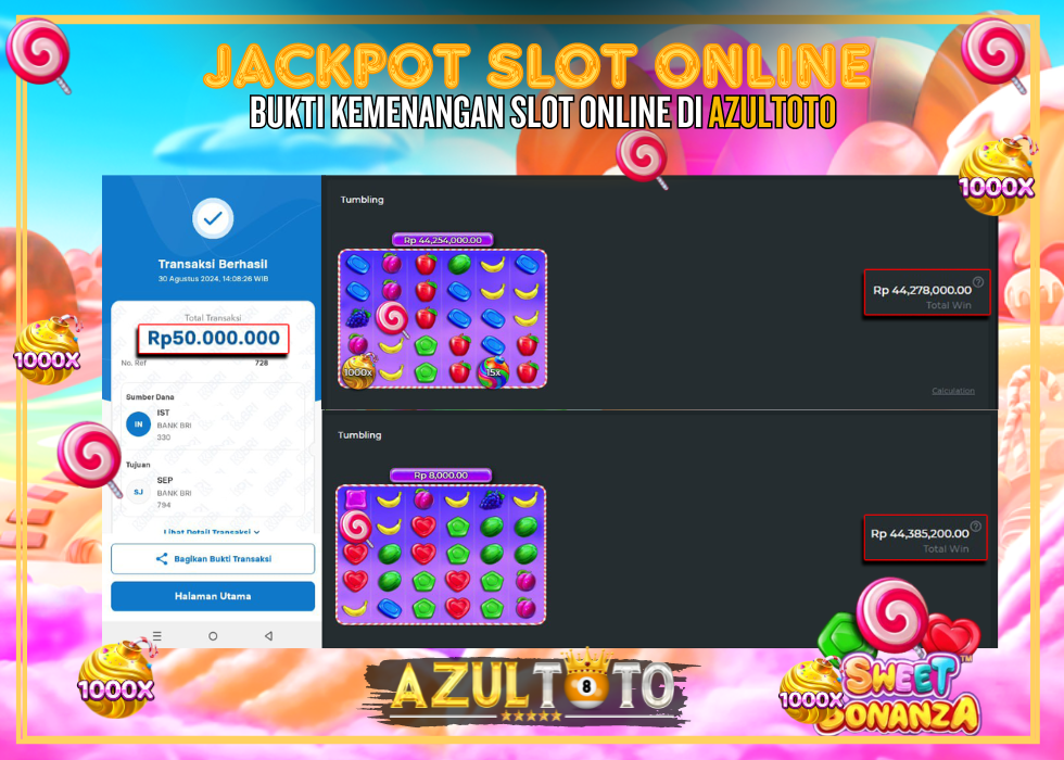 JACKPOT SLOT SWEET BONANZA 1000  RP.50.000.000,- LUNAS DI AZULTOTO!