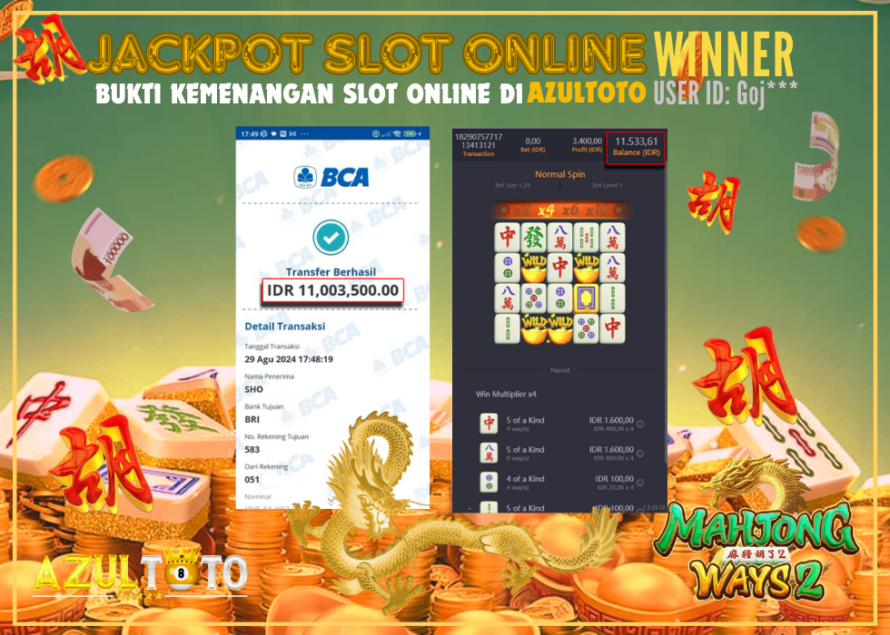 JACKPOT SLOT MAHJONG WAYS 2 RP.11.003.500,- LUNAS DI AZULTOTO!