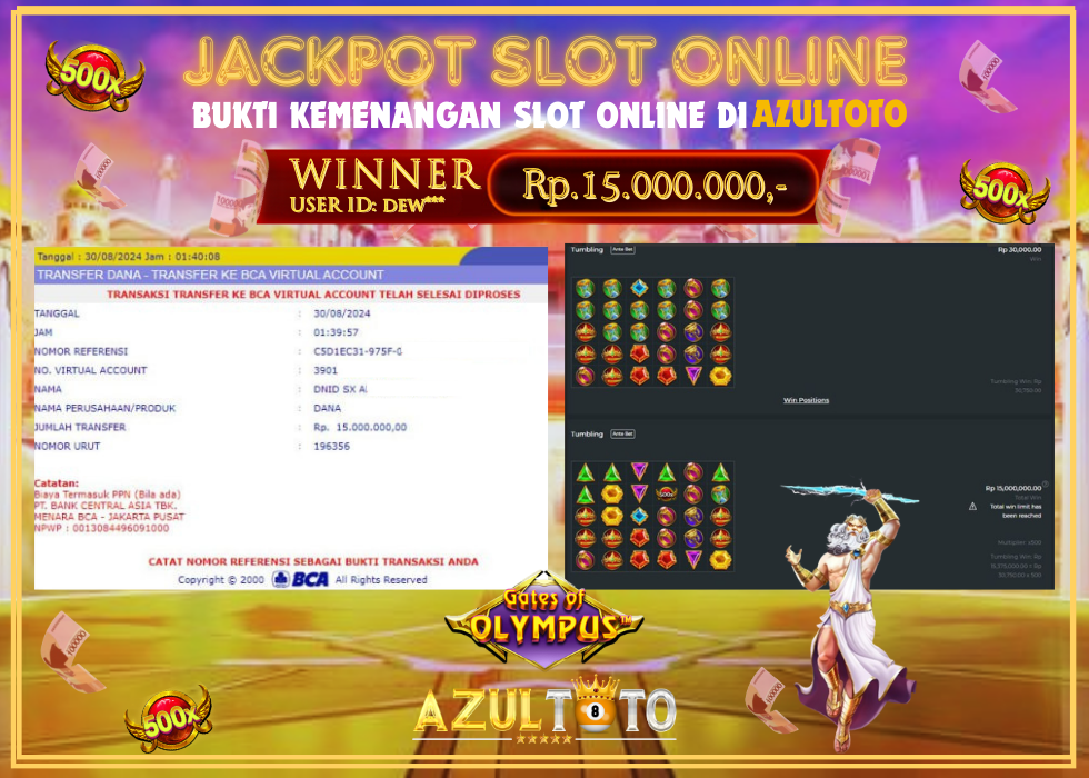 JACKPOT SLOT GATE OF OLYMPUS RP.15.000.000,- LUNAS DI AZULTOTO!