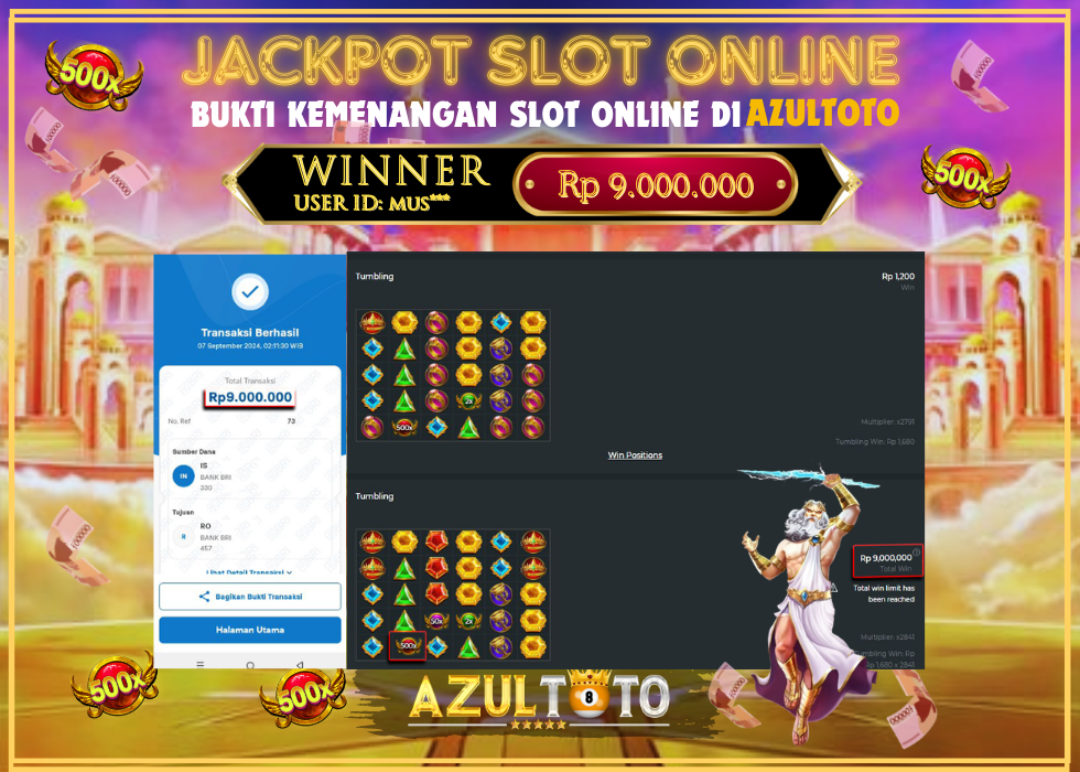 JACKPOT SLOT GATES OF OLYMPUS 1000 RP.9.000.000,- LUNAS DI AZULTOTO!
