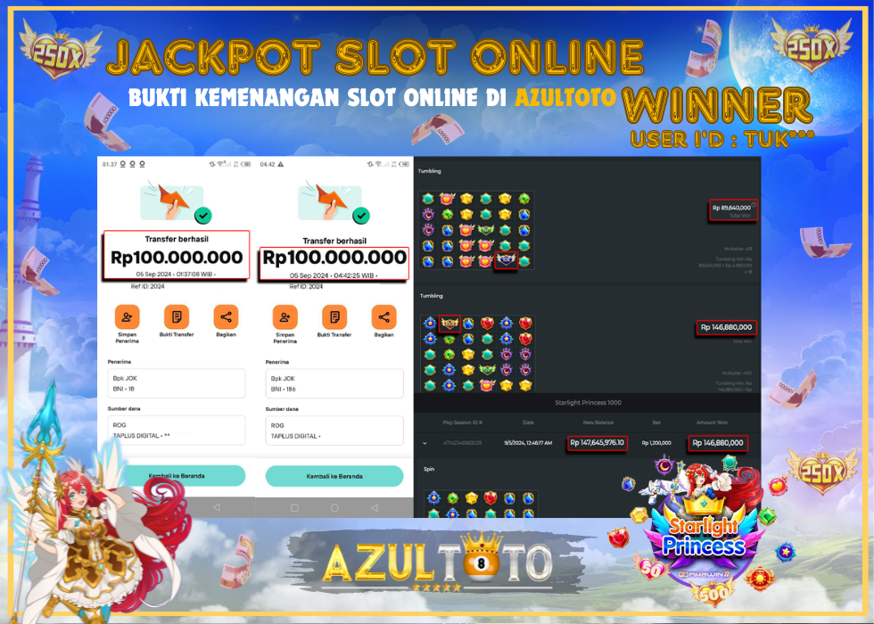 JACKPOT SLOT STARLIGHT PRINCESS 1000 RP.200.000.000,- LUNAS DI AZULTOTO!