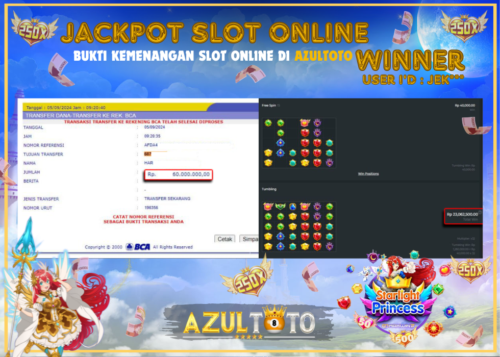 JACKPOT SLOT STARLIGHT PRINCESS 1000 RP.60.000.000,- LUNAS DI AZULTOTO!