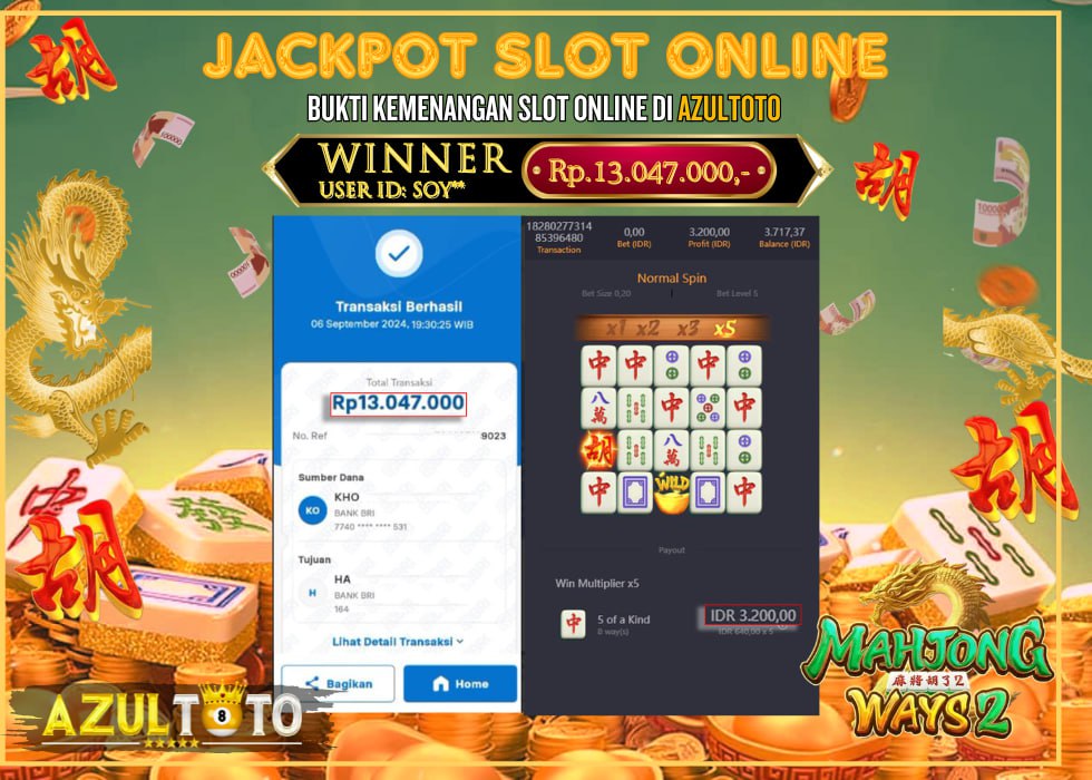 JACKPOT SLOT MAHJONG WAYS 2 RP.13.047.000,- LUNAS DI AZULTOTO!