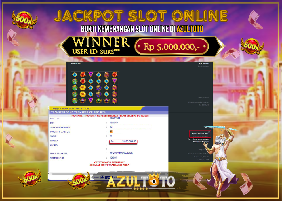 JACKPOT SLOT GATES OF OLYMPUS 1000 RP.5.000.000,- LUNAS DI AZULTOTO!