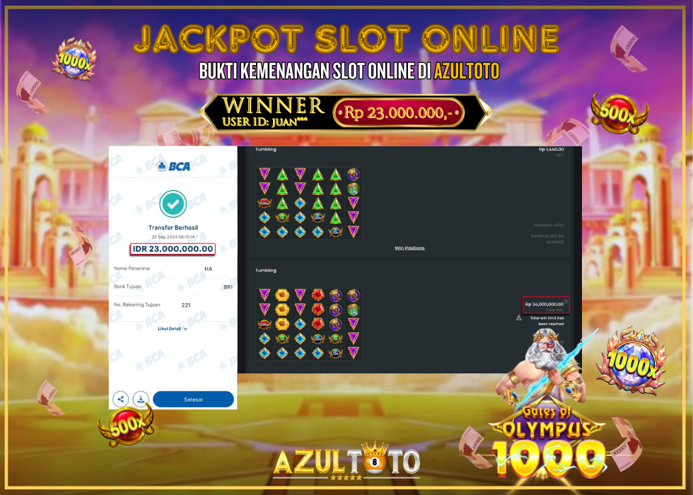 JACKPOT SLOT GATES OF OLYMPUS 1000 RP.23.000.000,- LUNAS DI AZULTOTO!