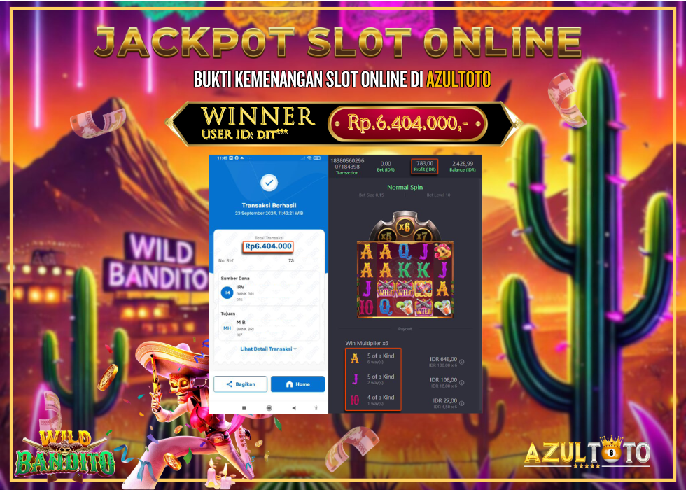 JACKPOT SLOT WILD BANDITO RP.6.404.000,- LUNAS DI AZULTOTO!