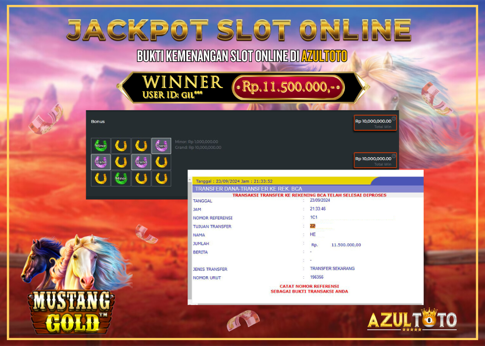 JACKPOT SLOT MUSTANG GOLD RP.11.500.000,- LUNAS DI AZULTOTO!