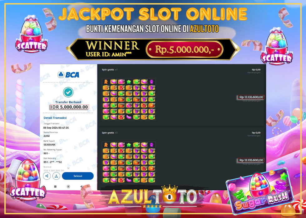 JACKPOT SLOT SUGAR RUSH RP.5.000.000,- LUNAS DI AZULTOTO!