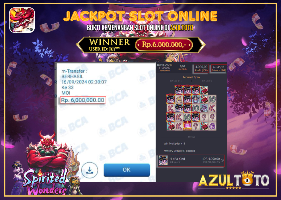 JACKPOT SLOT SPIRITED WONDERS RP.6.000.000,- LUNAS DI AZULTOTO!