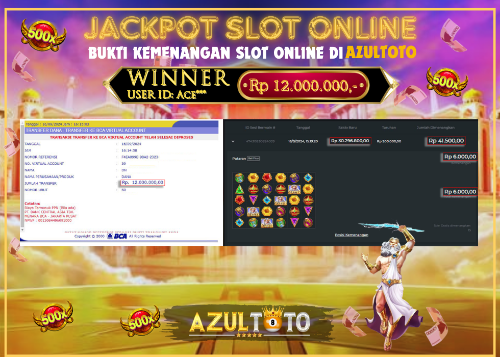 JACKPOT SLOT GATES OF OLYMPUS 1000 RP.12.000.000,- LUNAS DI AZULTOTO!