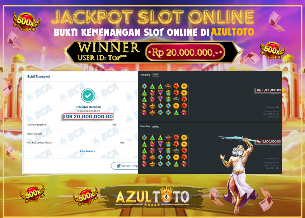 JACKPOT SLOT GATES OF OLYMPUS 1000 RP.20.000.000,- LUNAS DI AZULTOTO!