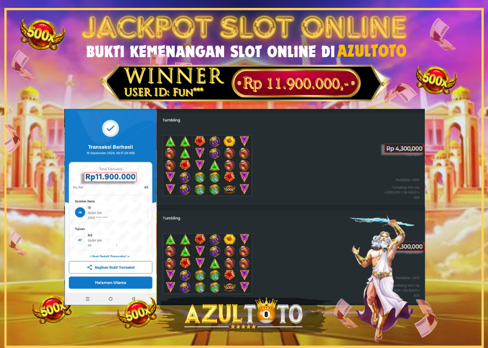 JACKPOT SLOT GATES OF OLYMPUS 1000 RP.11.900.000,- LUNAS DI AZULTOTO!