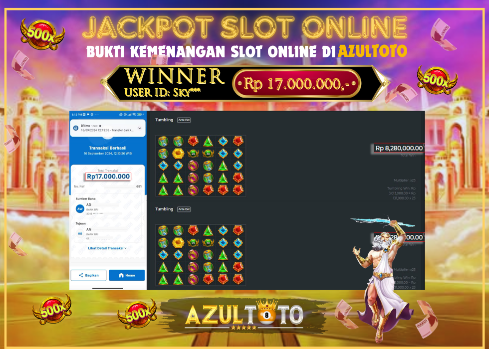 JACKPOT SLOT GATES OF OLYMPUS 1000 RP.17.000.000,- LUNAS DI AZULTOTO!
