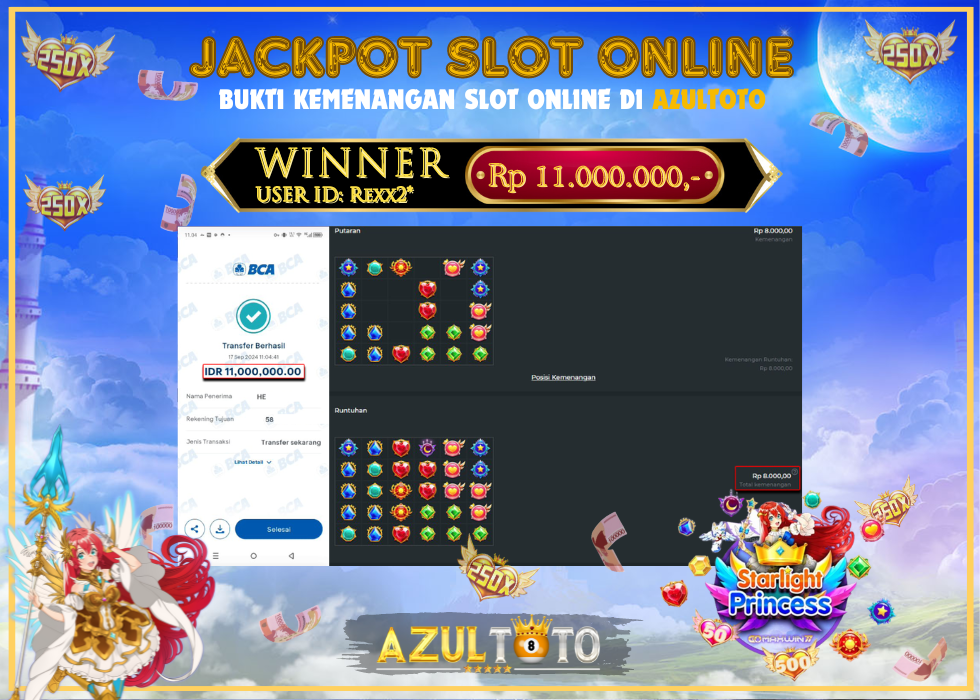 JACKPOT SLOT STARLIGHT PRINCESS 1000 RP.11.000.000,- LUNAS DI AZULTOTO!