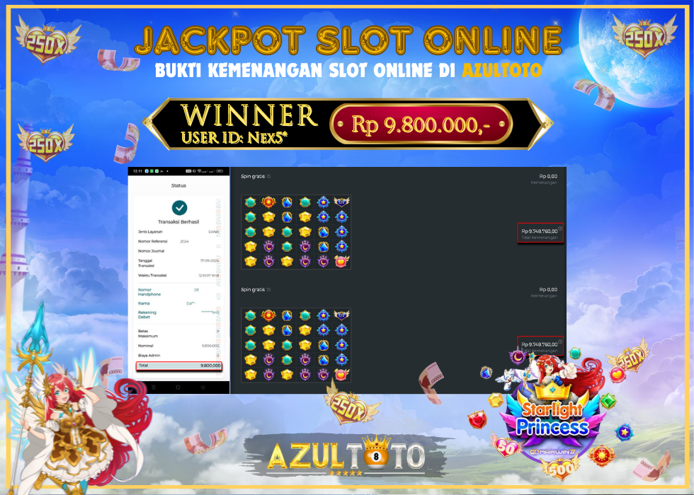 JACKPOT SLOT STARLIGHT PRINCESS 1000 RP.9.800.000,- LUNAS DI AZULTOTO!