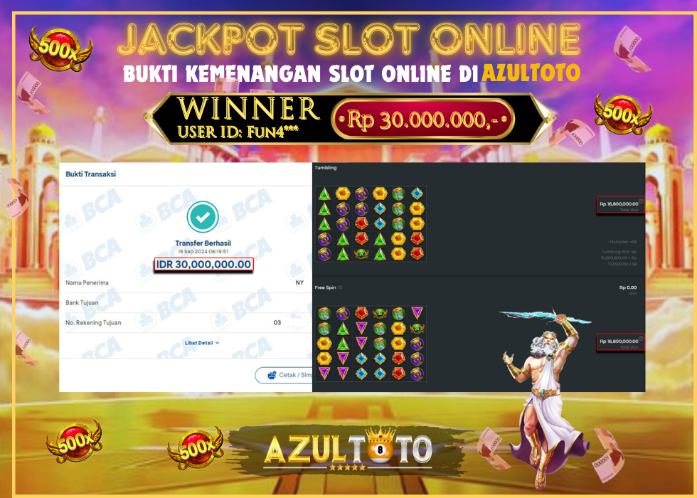 JACKPOT SLOT GATES OF OLYMPUS 1000 RP.30.000.000,- LUNAS DI AZULTOTO!