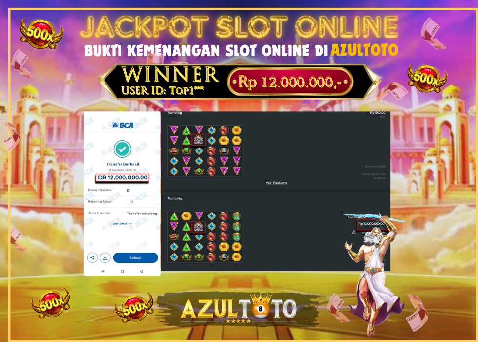 JACKPOT SLOT GATES OF OLYMPUS 1000 RP.12.000.000,- LUNAS DI AZULTOTO!