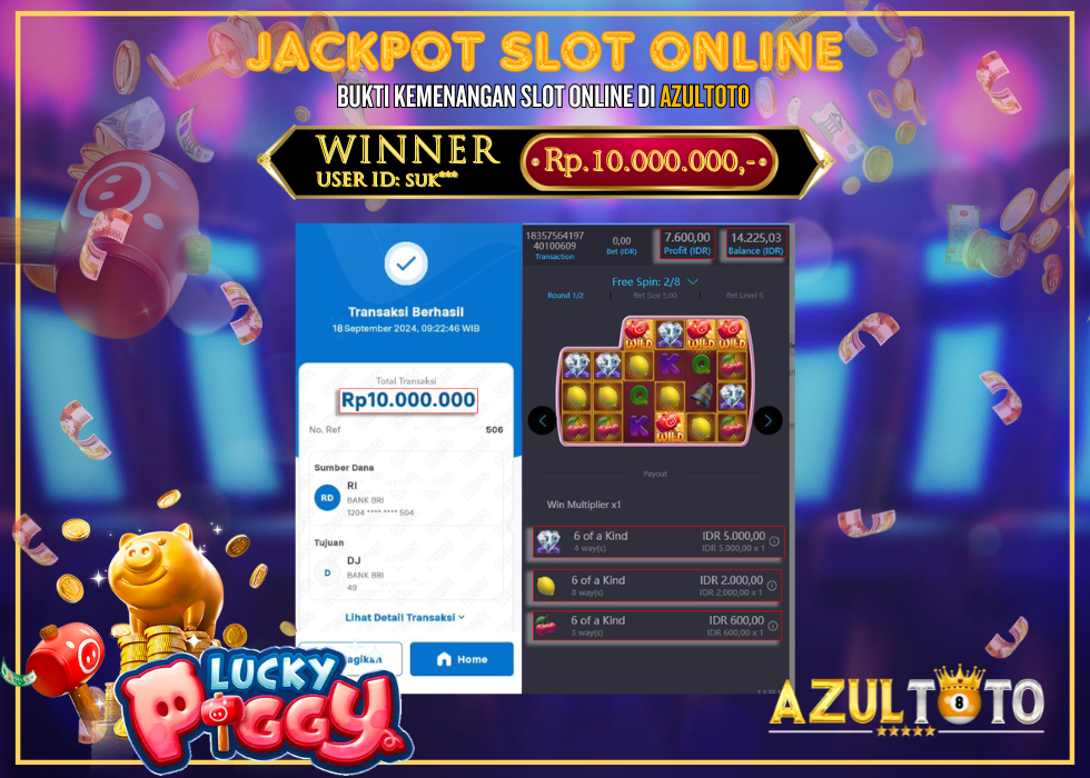 JACKPOT SLOT LUCKY PIGGY RP.10.000.000,- LUNAS DI AZULTOTO!