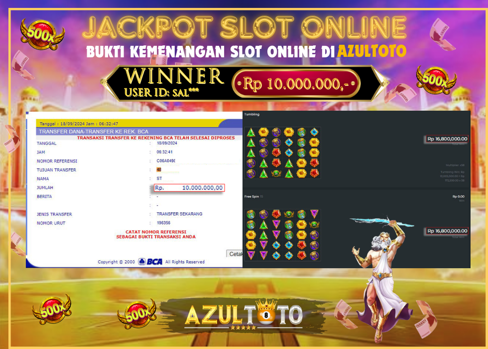 JACKPOT SLOT GATES OF OLYMPUS 1000 RP.10.000.000,- LUNAS DI AZULTOTO!