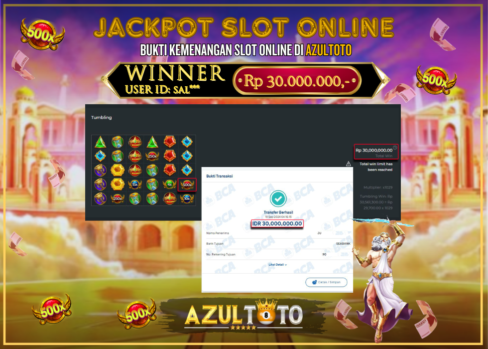 JACKPOT SLOT GATES OF OLYMPUS 1000 RP.30.000.000,- LUNAS DI AZULTOTO!