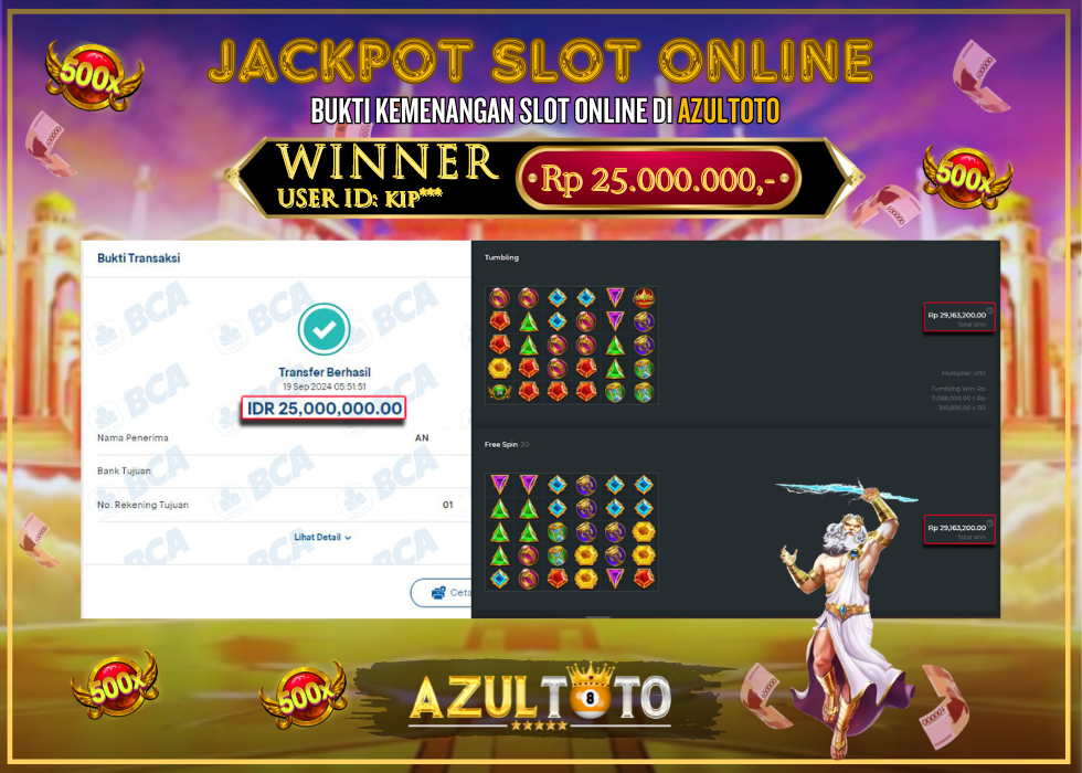 JACKPOT SLOT GATES OF OLYMPUS 1000 RP.25.000.000,- LUNAS DI AZULTOTO!