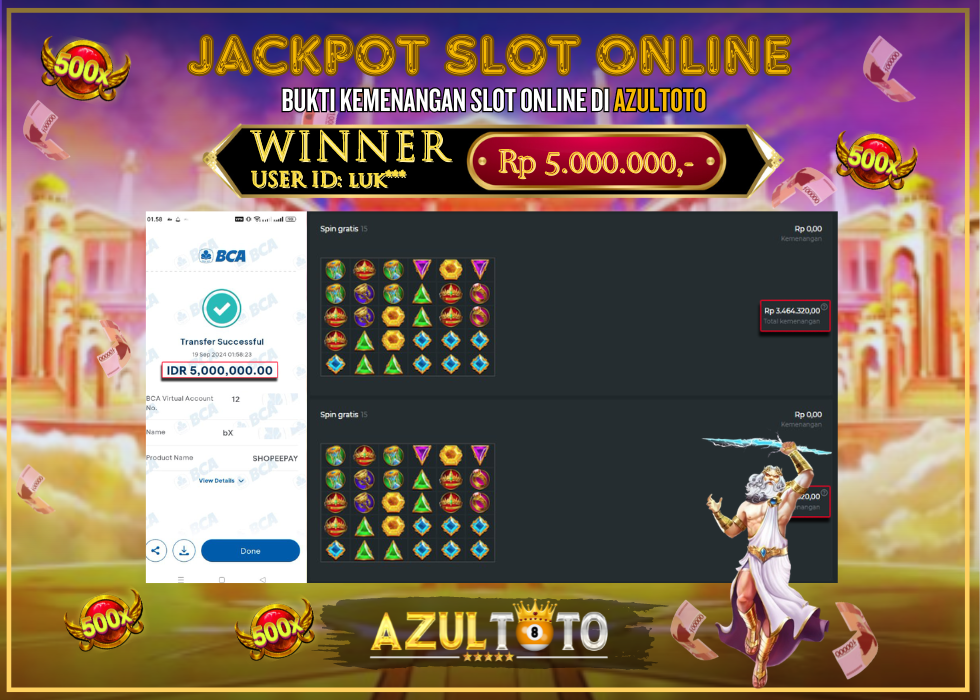 JACKPOT SLOT GATES OF OLYMPUS 1000 RP.5.000.000,- LUNAS DI AZULTOTO!