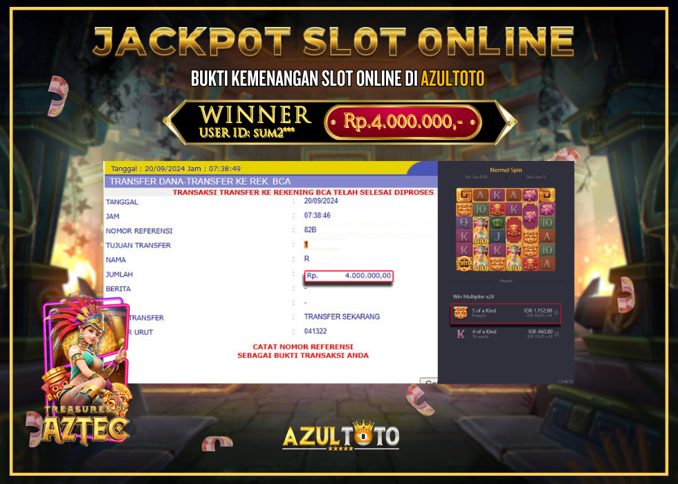 JACKPOT SLOT TREASURE OF AZTEC RP.4.000.000,- LUNAS DI AZULTOTO!