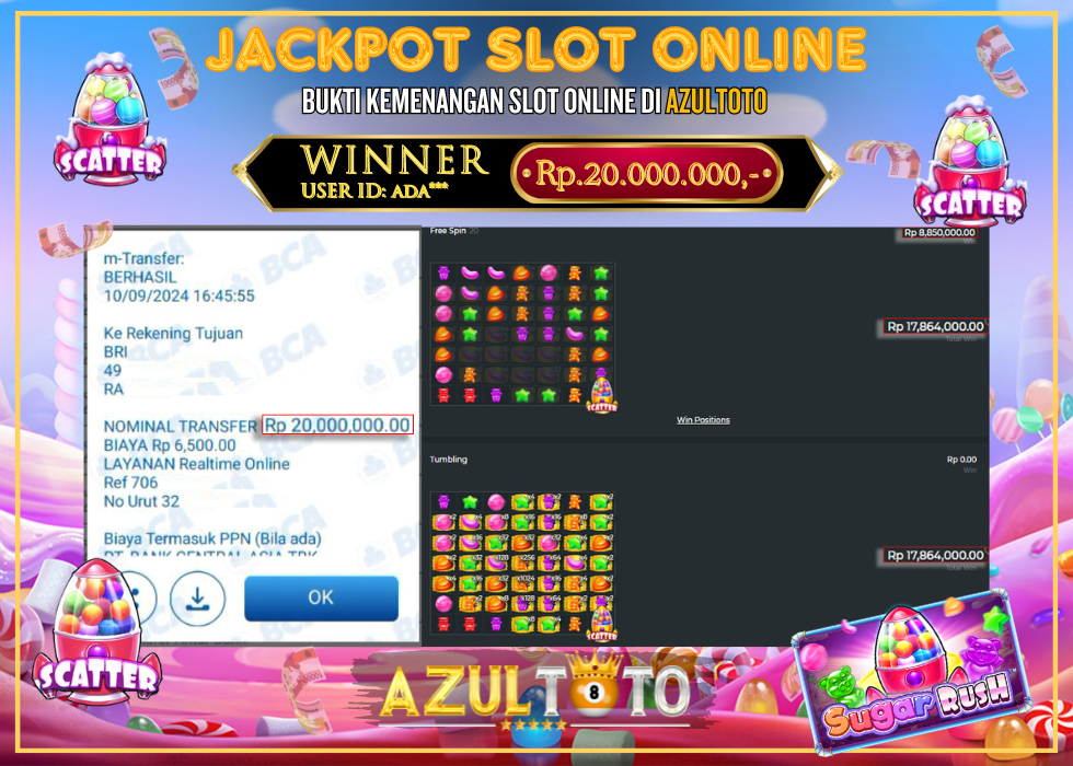 JACKPOT SLOT SUGAR RUSH RP.20.000.000,- LUNAS DI AZULTOTO!