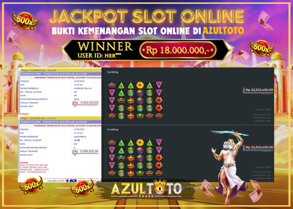 JACKPOT SLOT GATES OF OLYMPUS 1000 RP.18.000.000,- LUNAS DI AZULTOTO!