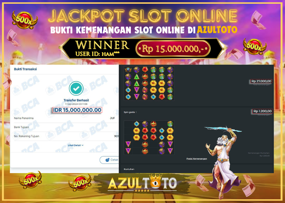 JACKPOT SLOT GATES OF OLYMPUS 1000 RP.12.000.000,- LUNAS DI AZULTOTO!