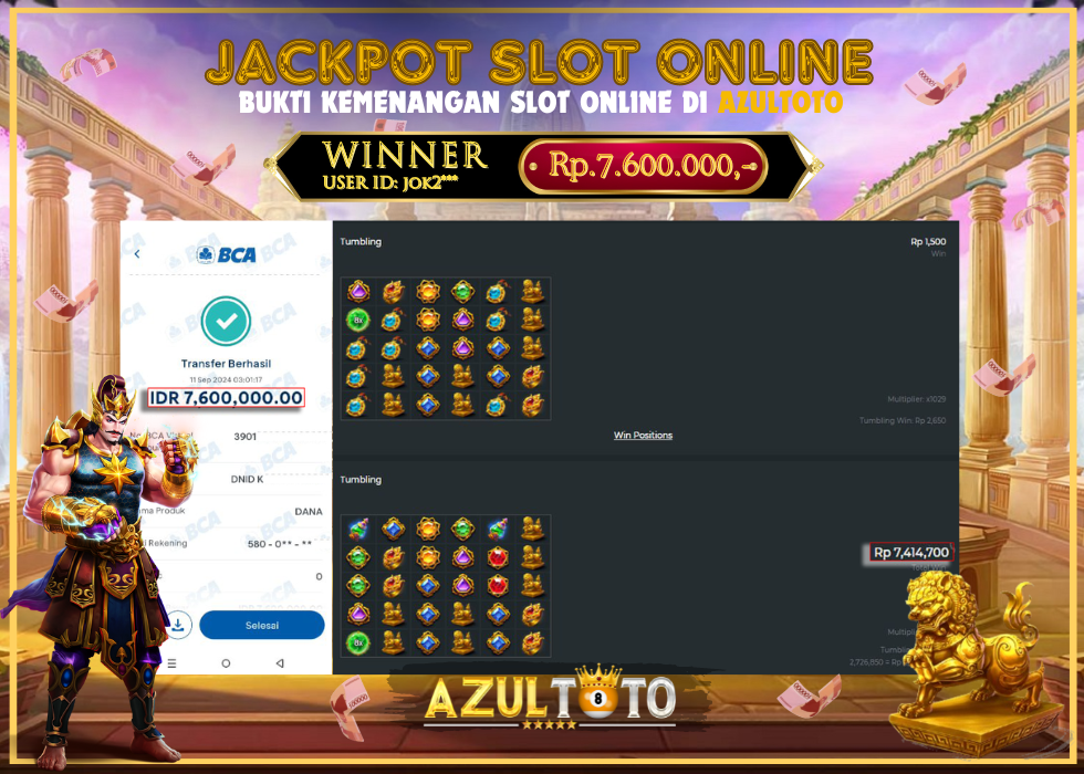 JACKPOT SLOT GATES OF GATOT KACA 1000 RP.7.600.000,- LUNAS DI AZULTOTO!