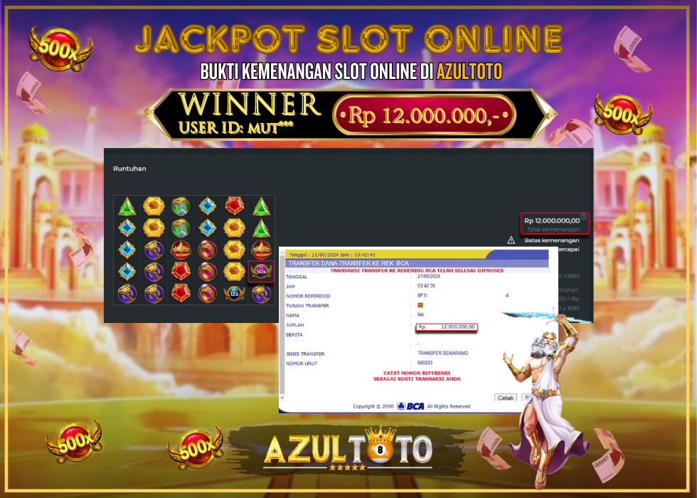 JACKPOT SLOT GATES OF OLYMPUS 1000 RP.12.000.000,- LUNAS DI AZULTOTO!