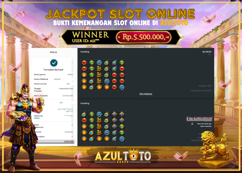 JACKPOT SLOT GATES OF GATOT KACA 1000 RP.5.500.000,- LUNAS DI AZULTOTO!