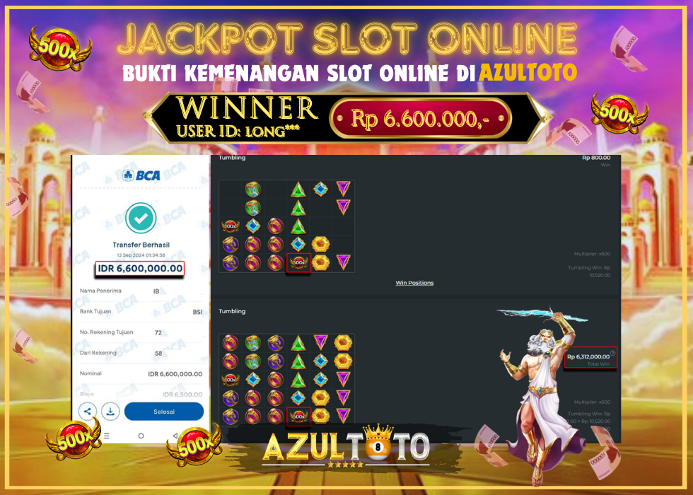 JACKPOT SLOT GATES OF OLYMPUS 1000 RP.6.600.000,- LUNAS DI AZULTOTO!