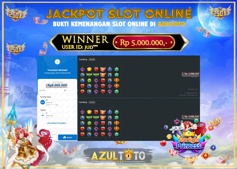 JACKPOT SLOT STARLIGHT PRINCESS 1000 RP.5.000.000,- LUNAS DI AZULTOTO!