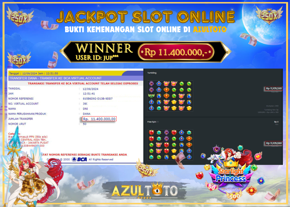 JACKPOT SLOT STARLIGHT PRINCESS 1000 RP.11.400.000,- LUNAS DI AZULTOTO!