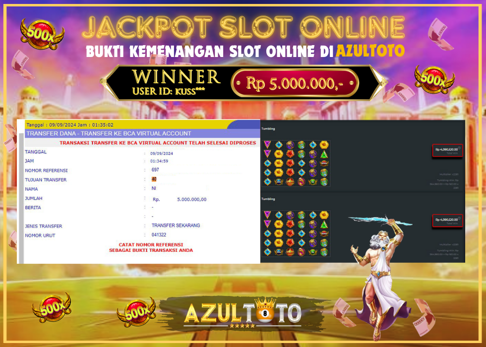 JACKPOT SLOT GATES OF OLYMPUS 1000 RP.5.000.000,- LUNAS DI AZULTOTO!