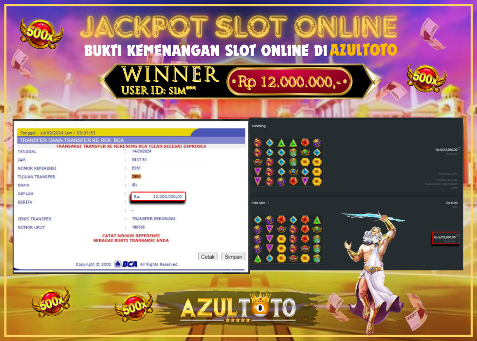 JACKPOT SLOT GATES OF OLYMPUS 1000 RP.12.000.000,- LUNAS DI AZULTOTO!