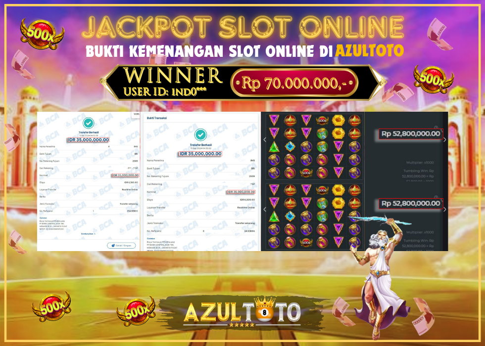 JACKPOT SLOT GATES OF OLYMPUS 1000 RP.70.000.000,- LUNAS DI AZULTOTO!