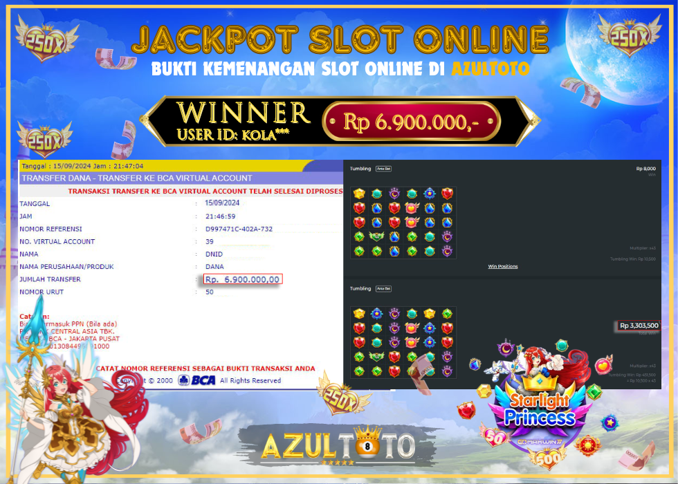 JACKPOT SLOT STARLIGHT PRINCESS 1000 RP.6.900.000,- LUNAS DI AZULTOTO!
