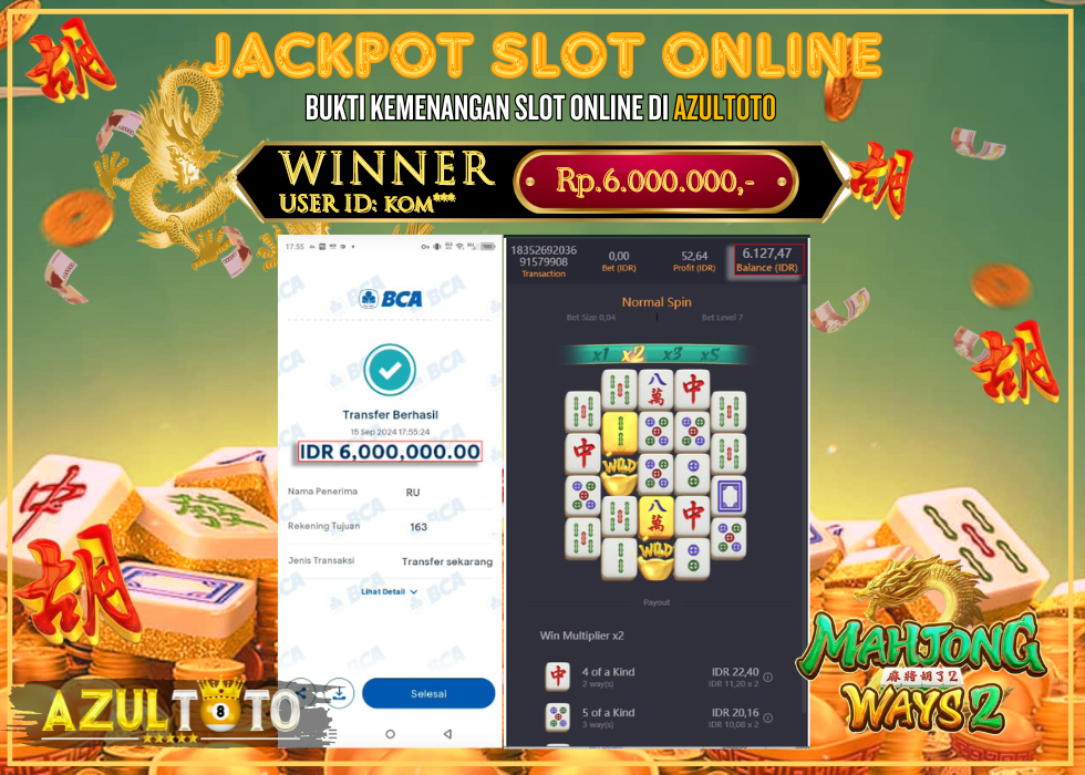 JACKPOT SLOT MAHJONG WAYS 2 RP.6.000.000,- LUNAS DI AZULTOTO!