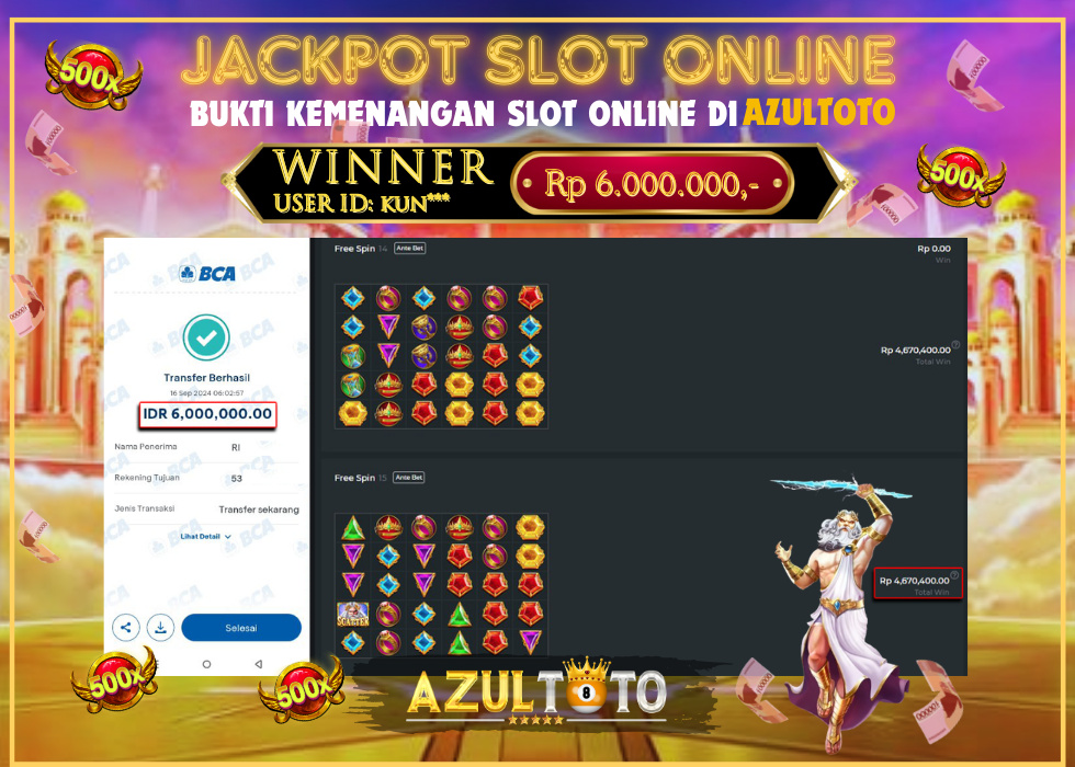 JACKPOT SLOT GATES OF OLYMPUS 1000 RP.6.000.000,- LUNAS DI AZULTOTO!