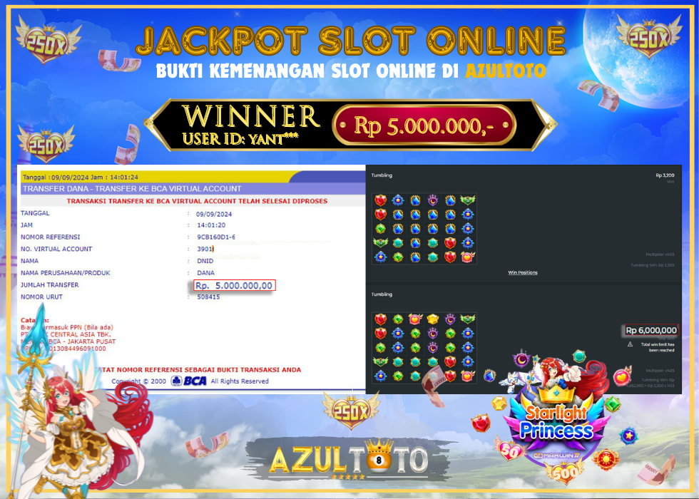 JACKPOT SLOT STARLIGHT PRINCESS 1000 RP.5.000.000,- LUNAS DI AZULTOTO!