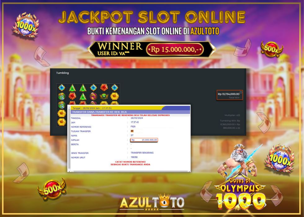 JACKPOT SLOT GATES OF OLYMPUS 1000 RP.15.000.000,- LUNAS DI AZULTOTO!